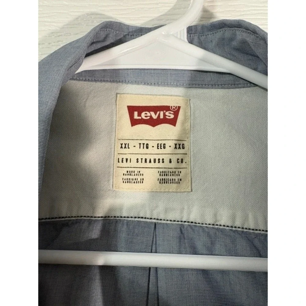 Levis Mens XXL Blue Long Sleeve Button Down Shirt Cotton Blend Casual Top MC0048